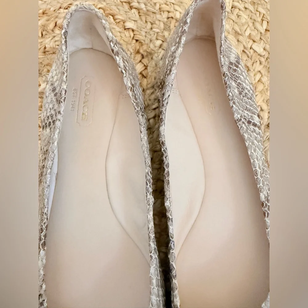 🌾‎ Coach Darsi Snakeskin Ballet Flat with Metallic Detail LIKE NEW